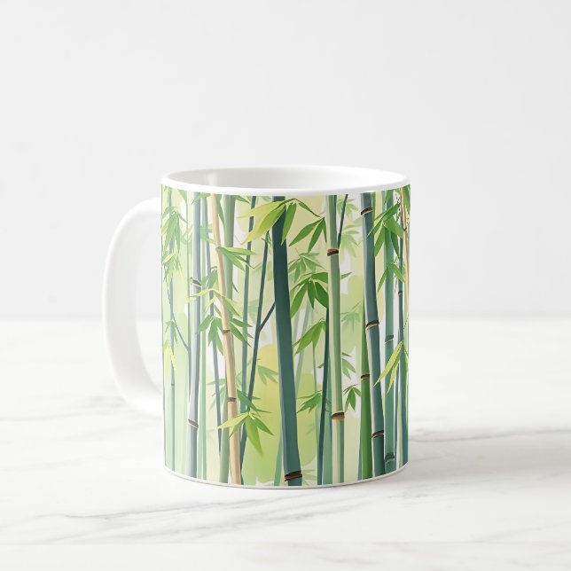 Fredlig Bamboo-skog i vattenfärg Kaffemugg (Framsida vänster)