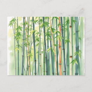 Fredlig Bamboo-skog i vattenfärg Vykort