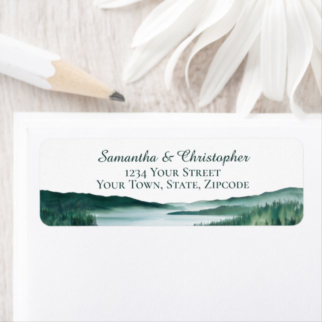 Fredlig Bergssjö Bröllops Returadress Etikett (Insitu)