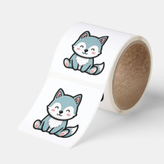 Fredlig Bergsvarg – Söt Kawaii-illustration Fyrkantigt Klistermärke