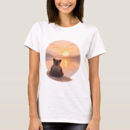 Fredlig Björnunge Solnedgång – Mjuk Akvarell T Shirt