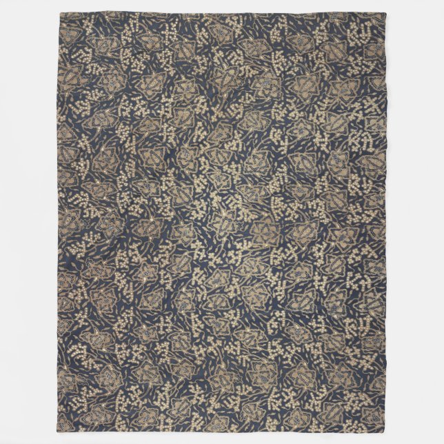 Fredlig blått och Cream Batik Fleece Blanket (Framsidan)
