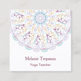 Fredlig blomma Mandala yoga-medling Fyrkantigt Visitkort