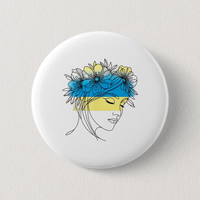 Fredlig blommning Kvinnlig profil Ukraina 1  Knapp (Framsida)