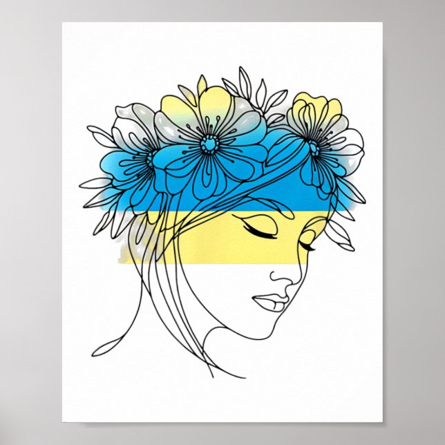 Fredlig blommning Kvinnlig profil Ukraina 1  Poster (Framsidan)