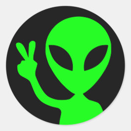 Fredlig Bright-Grönt Alien Black Runt Klistermärke