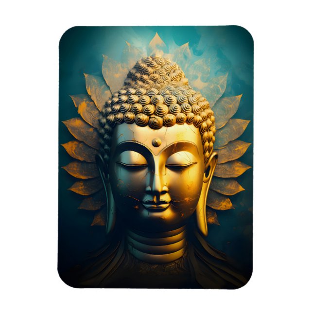 Fredlig buddha Ansikte Guld Art Antique Poster Magnet (Vertikal)