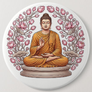 Fredlig Buddha Konstnärlig Pin-back Knapp