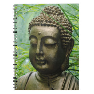 Fredlig Buddha-staty i en Grönt av läder Anteckningsbok