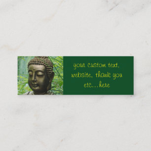 Fredlig Buddha-staty i en Grönt av läder Mini Visitkort