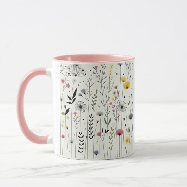 Fredlig Dove Art Mugg, Blommigt Bird Design, kaffe Mugg (Vänster)