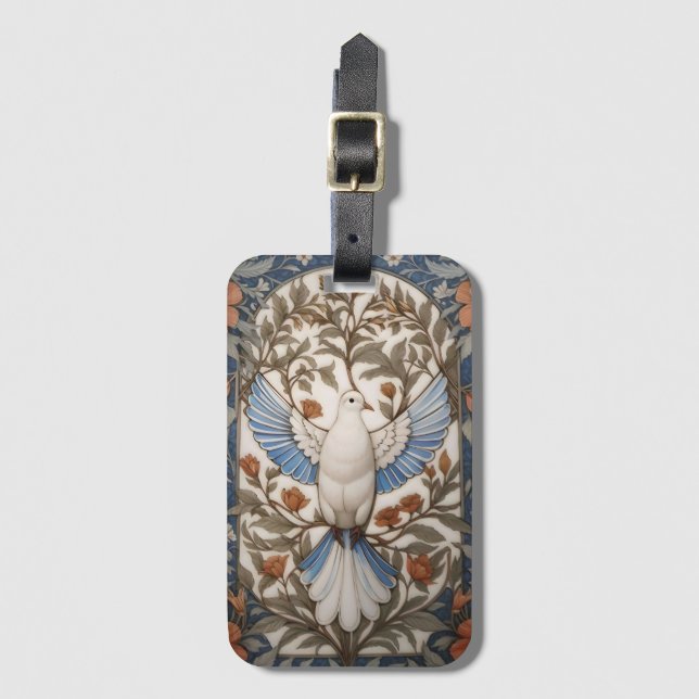 Fredlig Dove William Morris Inspired Blommigt Bagagebricka (Framsida vertikal)