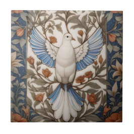 Fredlig Dove William Morris Inspired Blommigt Kakelplatta
