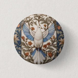 Fredlig Dove William Morris Inspired Blommigt Knapp