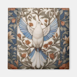 Fredlig Dove William Morris Inspired Blommigt Magnet
