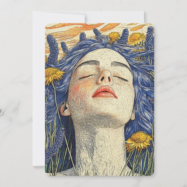 Fredlig Dream Blue Hair Lavender Inbjudningar (Framsida)