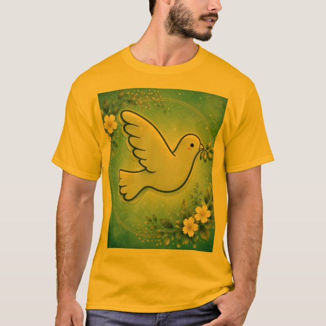 Fredlig duva i blom.  t shirt (Framsida)