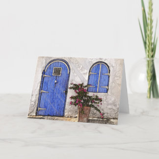 Fredlig eftermiddag vid den blåa dörren kort