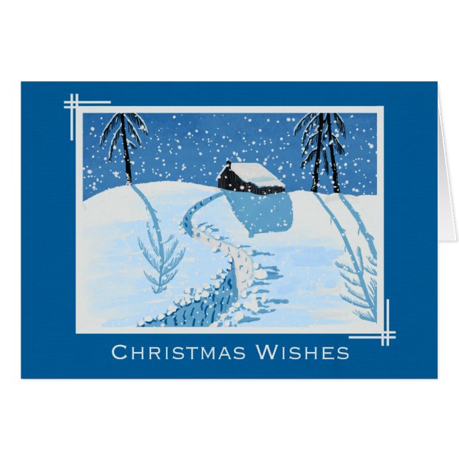 Fredlig Fallande Snö Hälsningskort (Framsidan Horizontal)