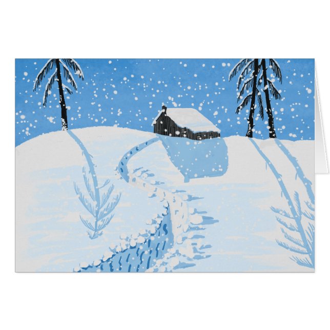 Fredlig Fallande Snö Hälsningskort (Framsidan Horizontal)