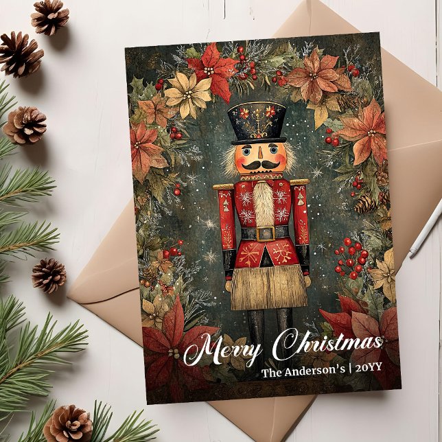 Fredlig gammaldags julnötknäppare julkort (Peaceful old fashioned Christmas nutcracker Holiday Card)