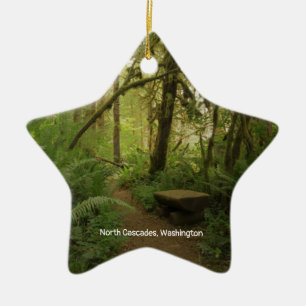Fredlig Grönt Forest Trail i Washington Julgransprydnad Keramik