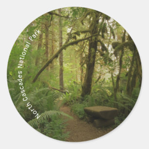 Fredlig Grönt Forest Trail i Washington Runt Klistermärke