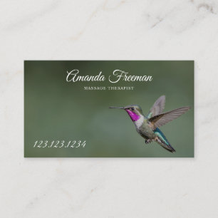Fredlig Grönt Hummingbird Massage Therapy Visitkort