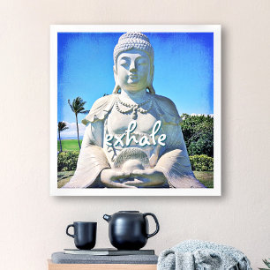 Fredlig Hawaii Buddha Photo Exhale-citattecken Poster