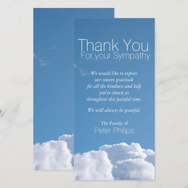Fredlig Himmel V1 Sympathy Tack Photo Card (Fram/baksida)