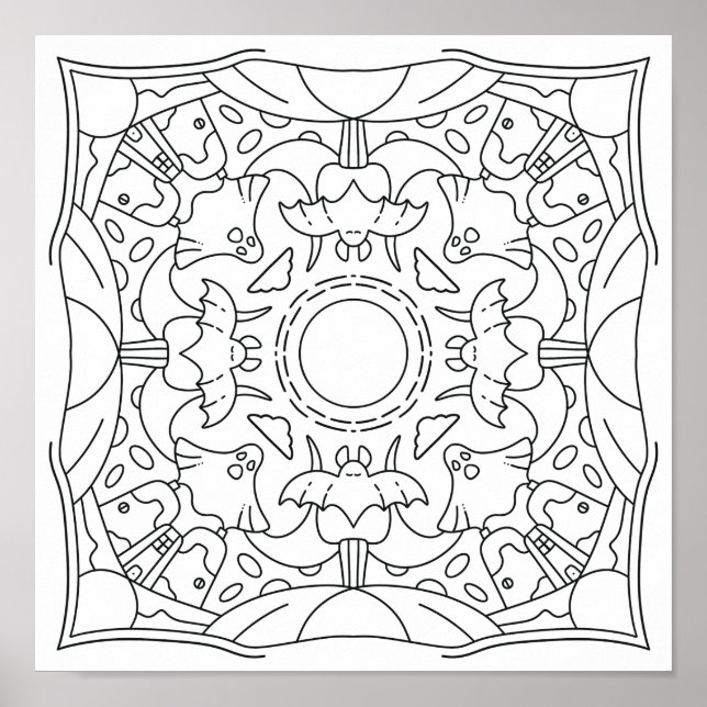 Fredlig höst: Halloween-taloky nattfärgning Poster (Framsidan)