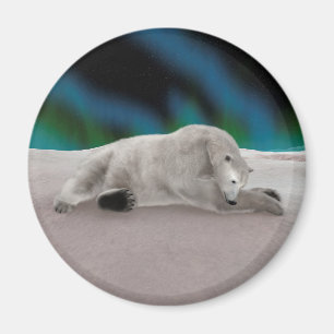 Fredlig Isbjörn Arktisk Naturillustration Magnet