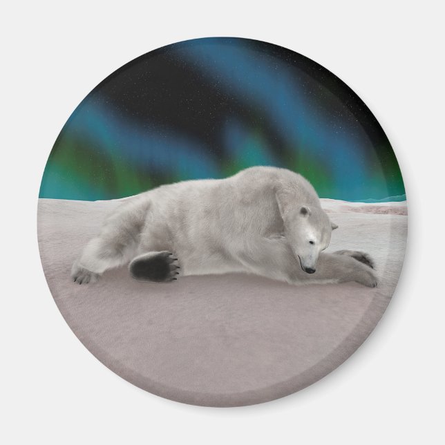 Fredlig Isbjörn Arktisk Naturillustration Magnet (Framsidan)