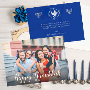 Fredlig Joyous Lycklig Hanukkah Modern Foto Julkort