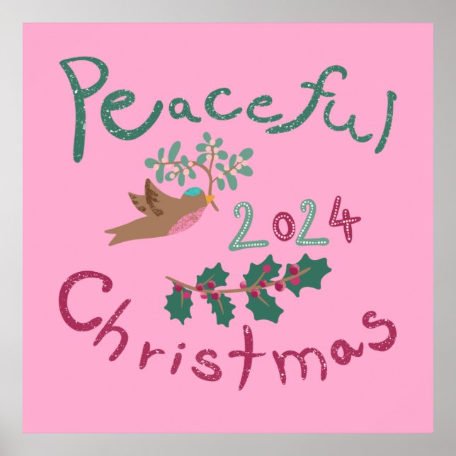 Fredlig jul 2024, mistletofågel poster (Framsidan)