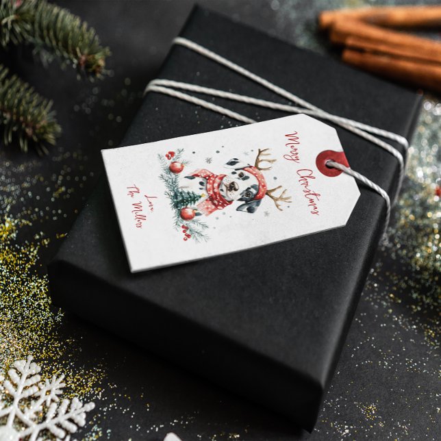 Fredlig jul Dalmatian Puppy Presentetikett (Skapare uppladdad)