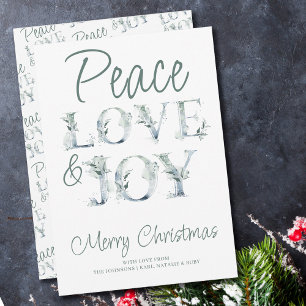 Fredlig jul i Kärlek & Joy Decorative Typography Julkort