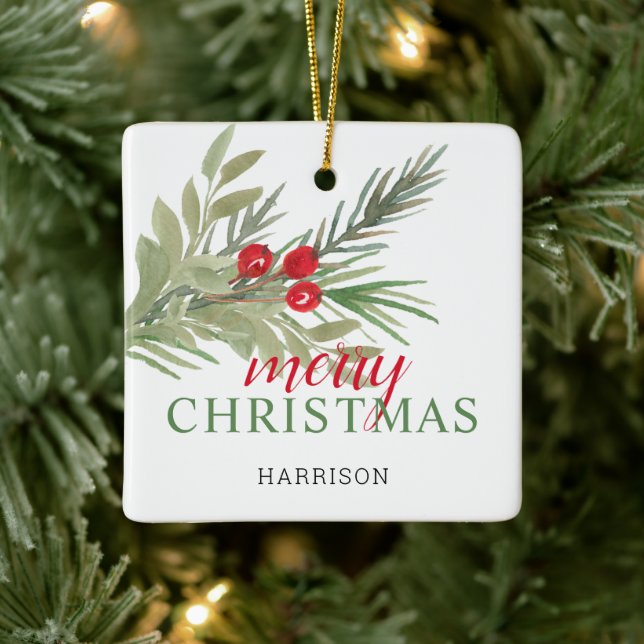 Fredlig jul på jorden 3 bilder julgransprydnad keramik (Träd)