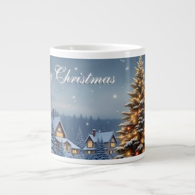 Fredlig julby med ljus jumbo mugg (Framsidan)