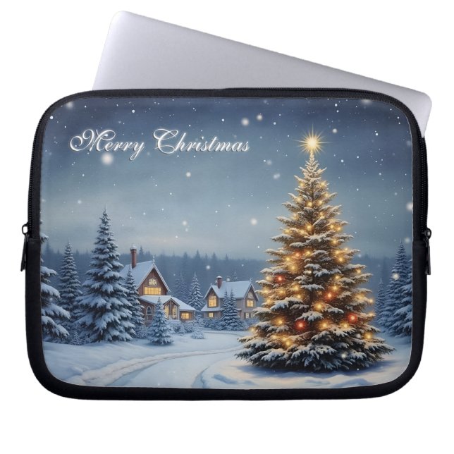 Fredlig julby med ljus laptop fodral (Framsidan)