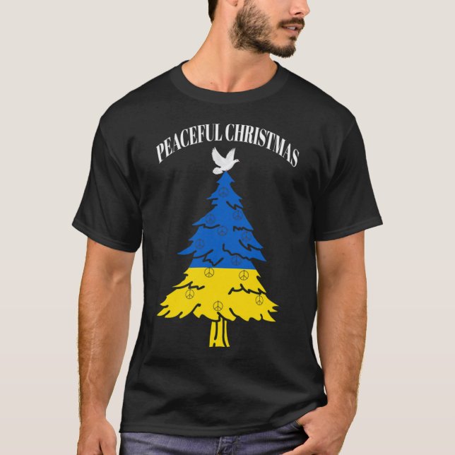 Fredlig julgran fred Ukraina  T Shirt (Framsida)