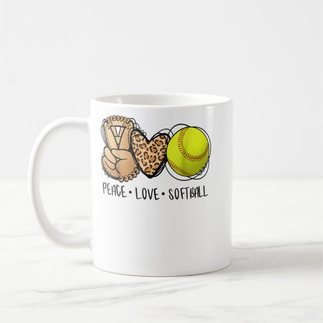 Fredlig Kärlek Softball Mammor Mors dag Softba Kaffemugg (Vänster)