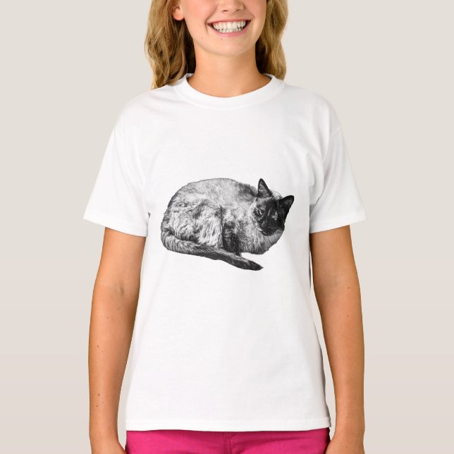 Fredlig katt, skuggad för vinter t shirt (Framsida)