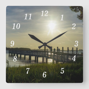Fredlig kväll vid Cooper River Wall Clock Fyrkantig Klocka