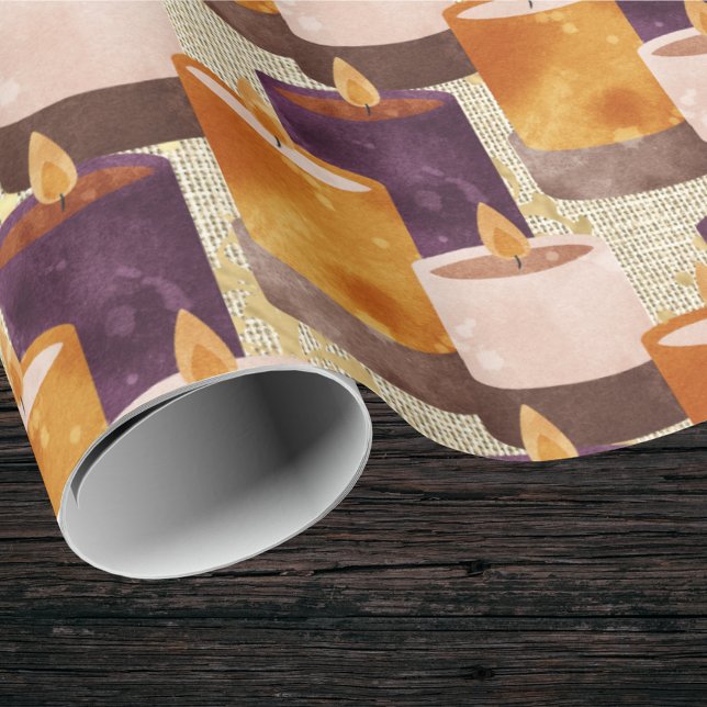 Fredlig Lila och Guld Spa Candles Mönster Presentpapper (Skapare uppladdad)