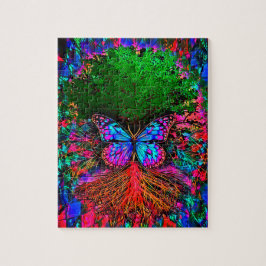 Fredlig Livets träd i Regnbåge Färg Pussel