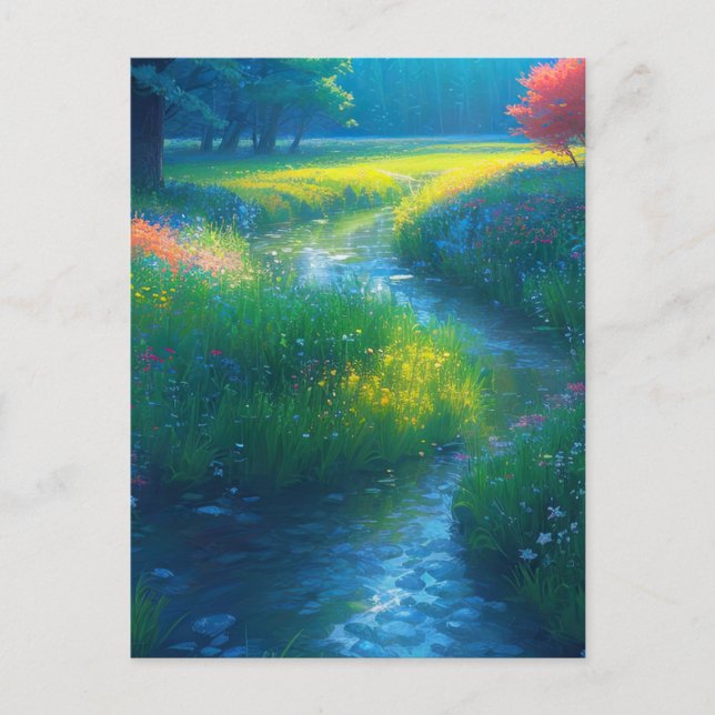 Fredlig Melody of a Stream Helg Vykort (Framsida)