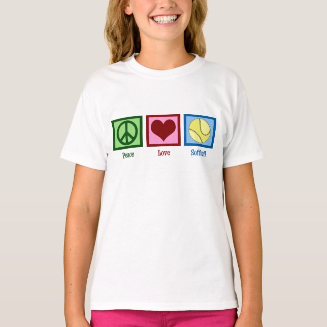 Fredlig Mjukboll Söta Flickor Lag T Shirt (Framsida)