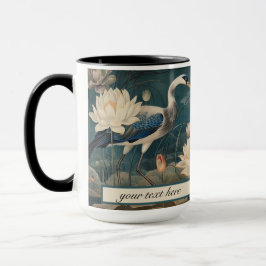 Fredlig Morgon Zen Blå Trana Botanisk Konst Mugg