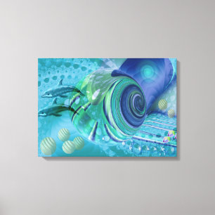 Fredlig Ocean Mixed Media Art Canvastryck